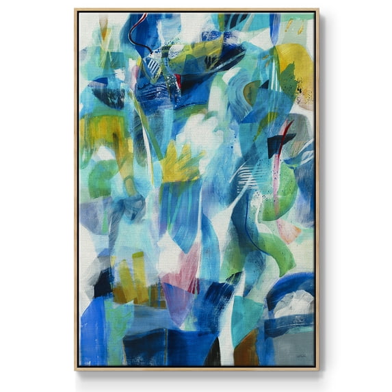 Green Passage Framed Premium Gallery Wrapped Canvas - Ready to Hang - 27 x 41 - Natural Wood Floating Frame