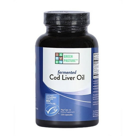 Green Pasture Fermented Cod Liver Oil Non-Gelatin Capsules, 120 Ct