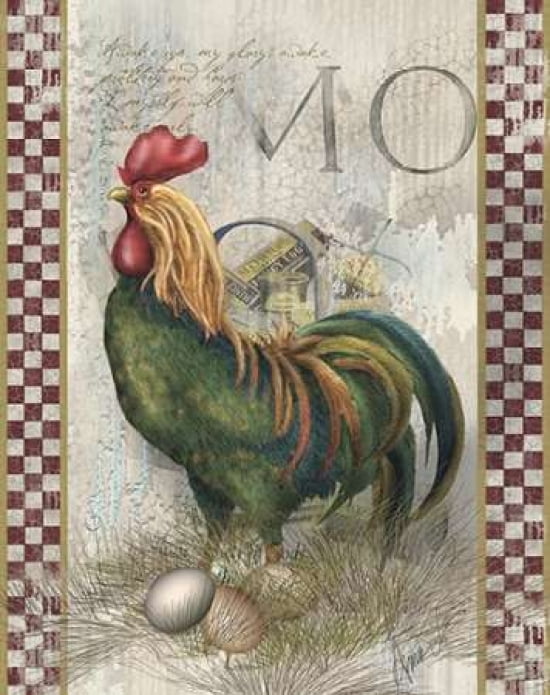 Green Pastures Rooster Canvas Art - Alma Lee (20 x 28)
