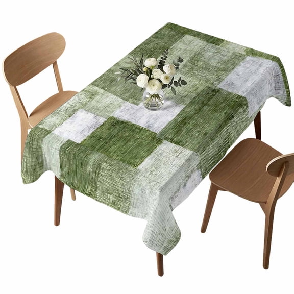 Green Patchwork Rectangle Tablecloth Modern Abstract Sage Green Patchwork Waterproof Wrinkle Free Soft Table Cloth Spill-Proof Washable Table Cover for Dining Party Picnic 60 x 102 Inch