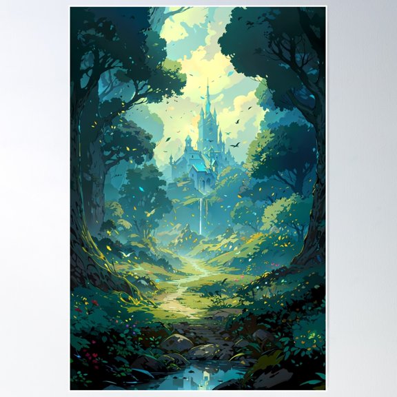Green Path To The Emerald Castle Poster Wall Art, Modern Wall Decor For Living Room Bedroom, 8x12 UNFRAMED
