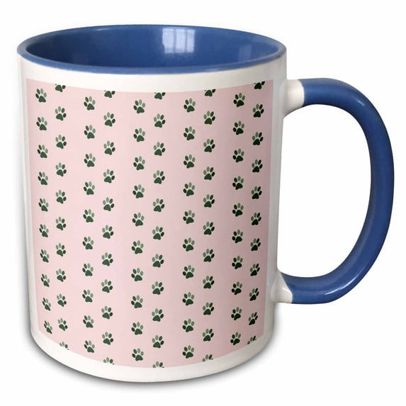 3drose, Green Paw Prints, 15oz Two-tone Blue Mug