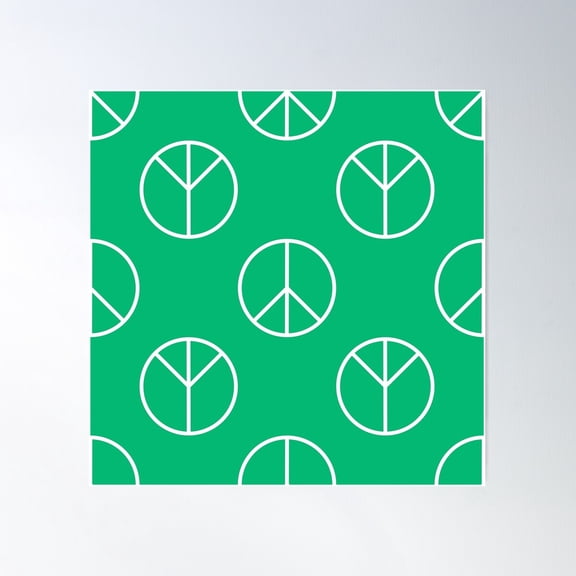 Green Peace Sign 70S Pattern Poster Wall Art, Modern Wall Decor For Living Room Bedroom, 24x24 UNFRAMED