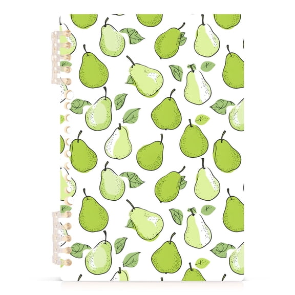 Green Pear Pattern A5 Notebook Refillable 60 Sheets Detachable Ring Binder PP Cover Journal