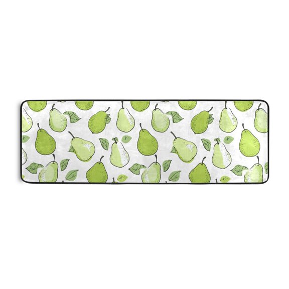 Green Pear Pattern Runner Rug 24x72 Inch Cushioned Non Slip Soft Absorbent Floor Mat