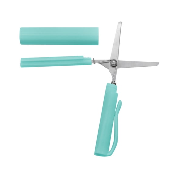 Green Pen Style Folding Scissors - Compact Portable Pocket Shears with Safety Lock for Students, Crafting, Sewing & Letter Opening (Plastic Handle)