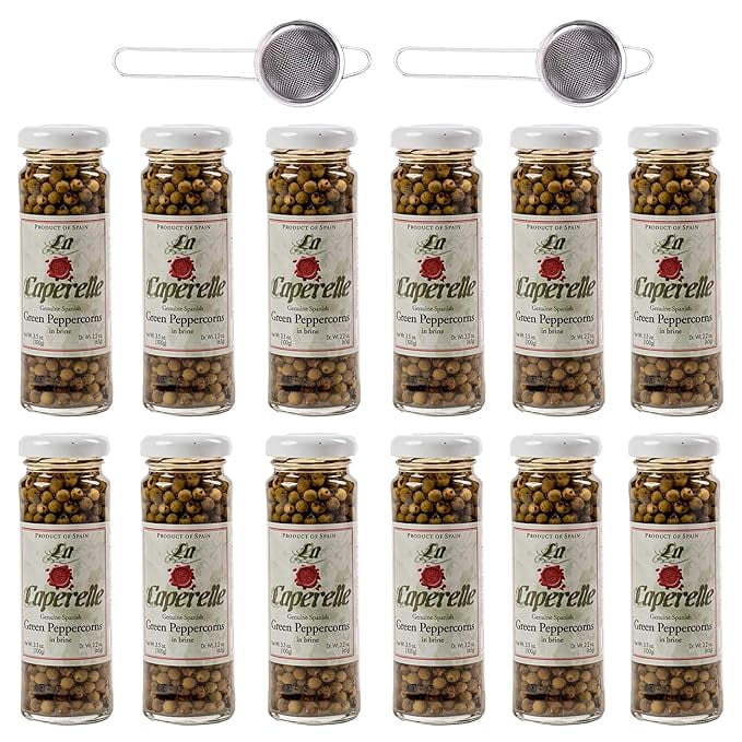 Green Peppercorns in Brine 3 oz (12 pack) bundled with (2 pack) Mesh