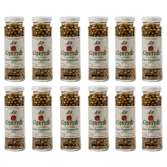 Green Peppercorns in Brine 3 oz (12 pack) bundled with (2 pack) Mesh Strainer Stainless Steel Filter