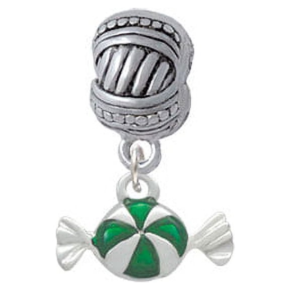 Green Peppermint Candy - Large Rope with Cross Beads Charm Bead