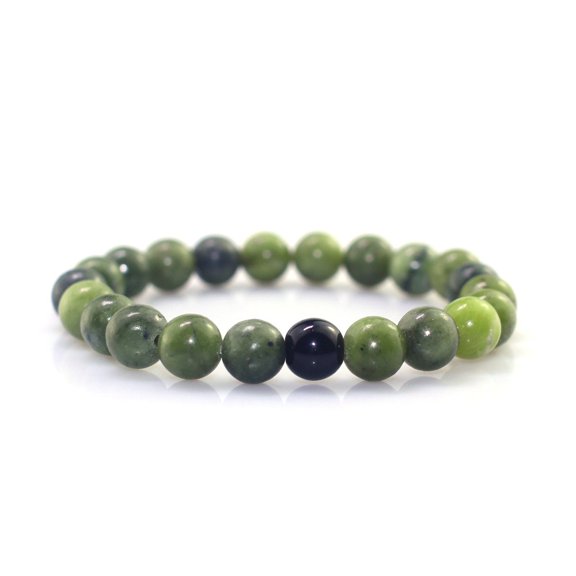 Green Peridot Black Bright Stone Hand Decoration 8MM Single Circle Fashion Beaded Natural Stone Bracelet For Men Women Couples