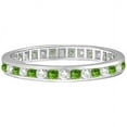 thumbnail image 1 of Green Peridot & CZ Diamond Channel-Set Eternity Mothers Ring 925 Sterling Silver Gemstone Jewelry For Women Gift, 1 of 1