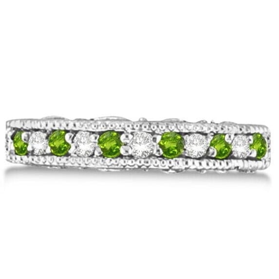 Green Peridot Eternity Wedding Band Ring 925 Sterling Silver Gemstone Jewelry For Women Gift