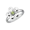 thumbnail image 1 of Gem & Harmony Green Peridot Flower Ring 1/10 Carat (Ctw) in Sterling Silver for Women, 1 of 5