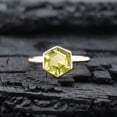 thumbnail image 1 of Green Peridot Gemstone Ring Bezel Set Promise Ring Solitaire Unique Jewelry Handmade Rose Gold Plated Ring August Birthstone Gift For Her, 1 of 1