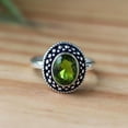 thumbnail image 1 of Green Peridot Ring, 925 Silver Ring, August Birthstone Ring, Boho Silver Ring, Vintage Ring, Oval Cut Gemstone, Cocktail Ring, Charm Ring, 1 of 5