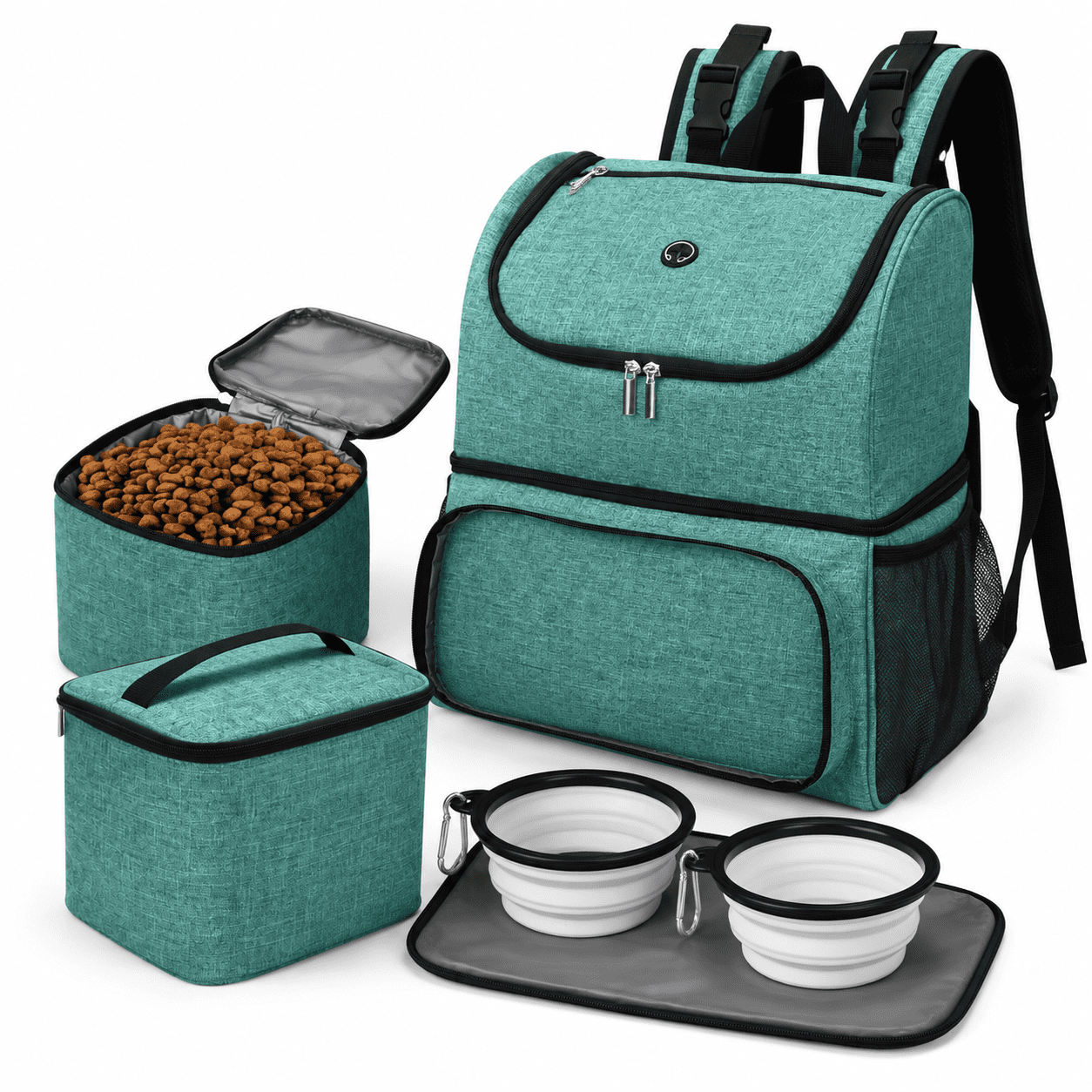 Green Pet Travel Bag Double-Layer Carrier with Collapsible Silicone ...