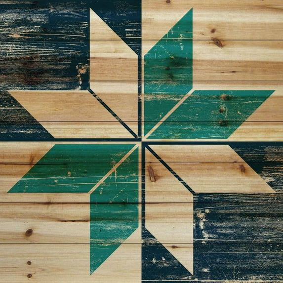"Green Petals" Painting Print on Natural Pine Wood