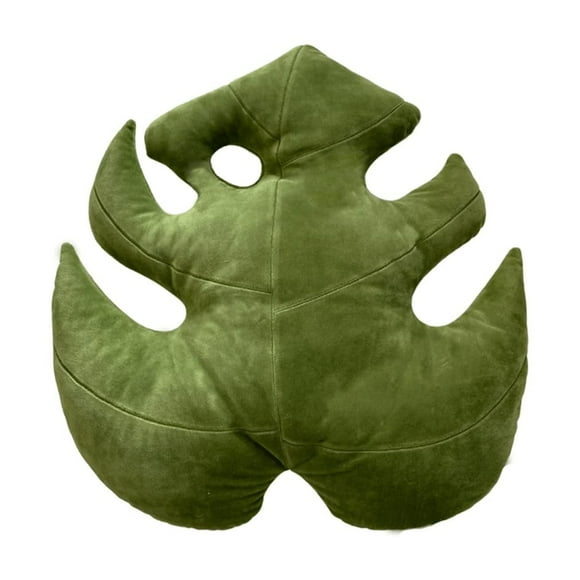 Green Philosophy Co. Plush Monstera Deliciosa Mossy Earth Leaf Shaped Throw Pillows for Couch Sofa Living Room Home Decor Gift for Plant Lovers and Friends Leaves Decoration Cushion Bedroom C80