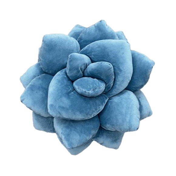 Green Philosophy Co. Succulent Pillow 16" - Soft 3D Decorative Flower Throw Pillow, Unique Smokey Blue Plush Flower Cushion, Perfect for Couch, Sofa, Bedroom Decor, Gift for Plant Lovers C80