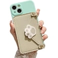 thumbnail image 1 of Green Phone Case with Cute Cat Paw Card Holder & Adjustable Shoulder Strap, Shockproof Soft Case for iPhone 12 Pro Max, 1 of 10
