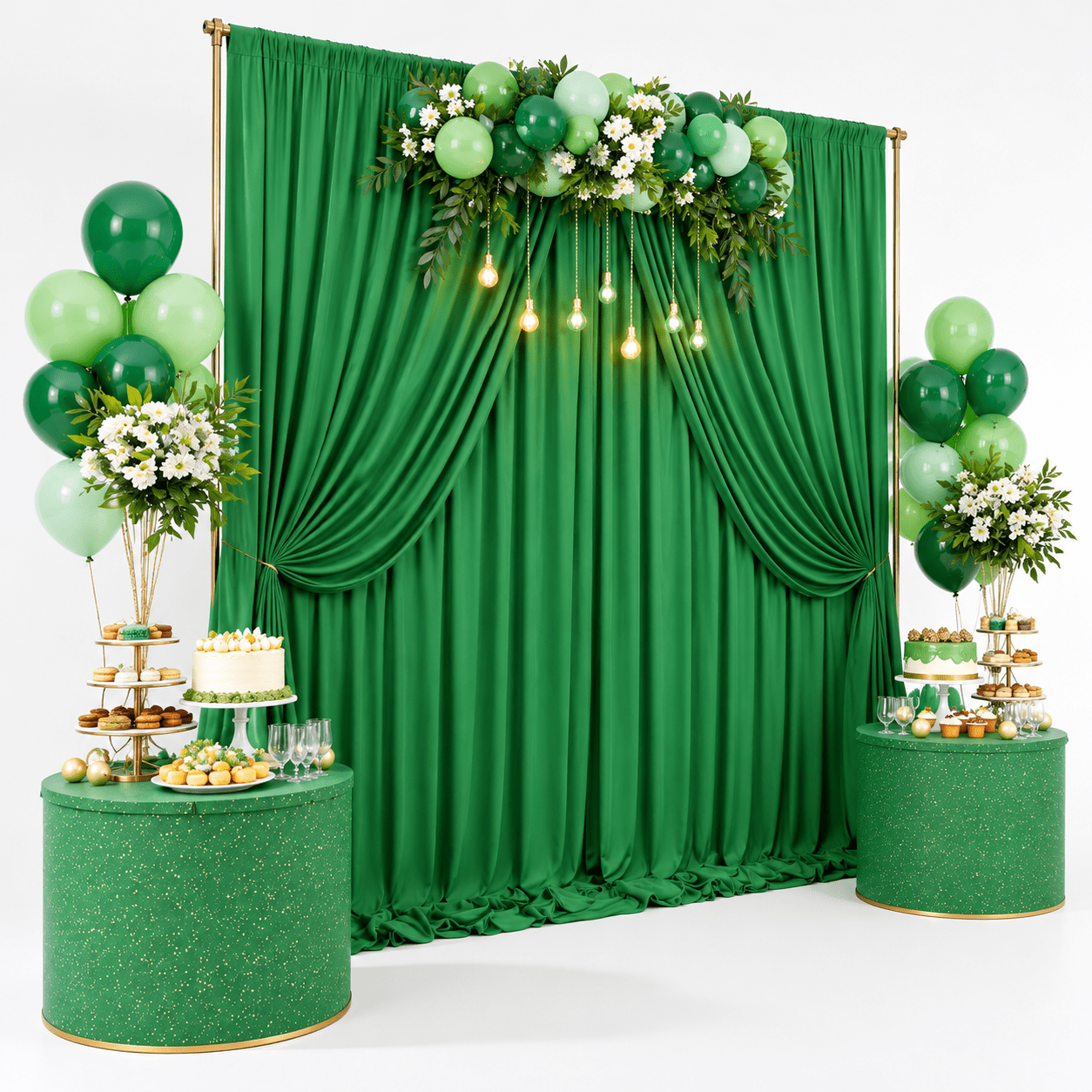 Green Photo Studio Background, 20ftx10ft Wrinkle-Free Polyester Drapes ...