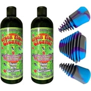 Green Piece  Glass Cleaner 2 Bottle-16 oz with 1 purple psychedelic plug set