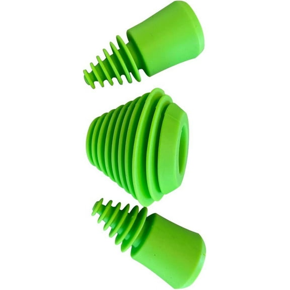 Green Piece three Silicone Green Cleaning plugs + stoppers Preserver Cap Airtight Bottle Plug Odor Proofing Glass, Plastic and Silicon Pieces