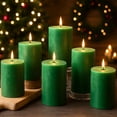 thumbnail image 1 of Green Pillar Candles - 6 Packs, 2.8x4 Inch, Unscented Pillar Candles Bulk, 56 Hours Long Burning Candles, Dripless & Smokeless Large Green Candles for Christmas Decor, Fireplace, Christmas,Advent, 1 of 16