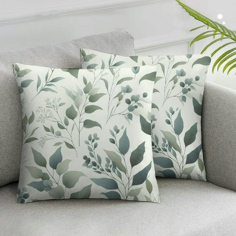 Green Pillow Covers Branches Decorative Print Throw Pillow for