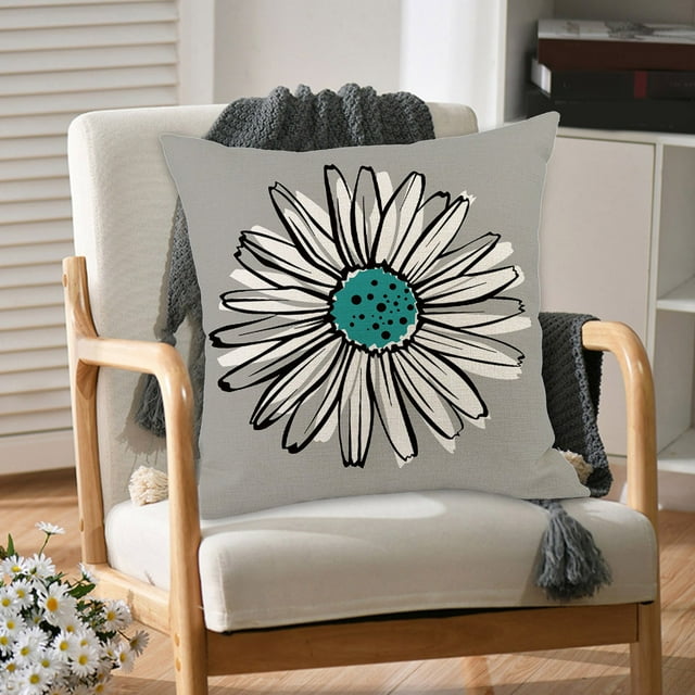 Green Pillowcase 18X18 Set 4 Grey Upholstery Sofa Modern Daisy Living