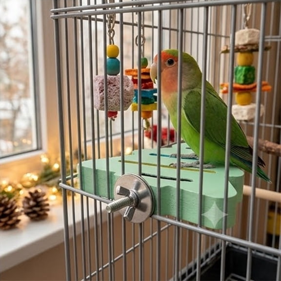 Green Pinaster Shaped Parrot Nail Grinding Perch for Bird Cage, Pedicure Stand platforms for Parakeet Claw Trimming, 5.12 x 3.94 In