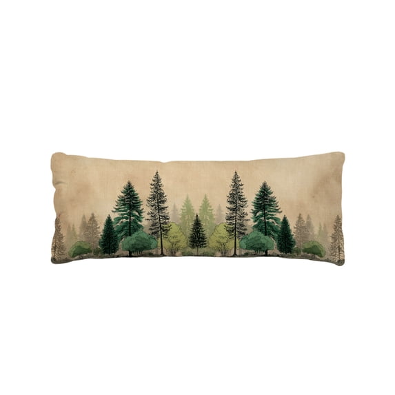 Green Pine Tree Body Pillow Cover 20 x 60 Inch Decorative Pillow Cover Retro Country Forest Natural Landscape Lumbar Pillowcase Seasonal Rectangle Cushion Case for Couch Sofa Bed Living Room
