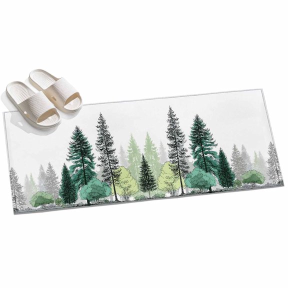 Green Pine Tree Hallway Runner Rug 2x6 Washable Non Slip Kitchen Runner Rug for Bedside Bathroom Farmhouse Nature Forest Landscape Indoor Floor Carpet Area Rugs for Living Room Bedroom Office