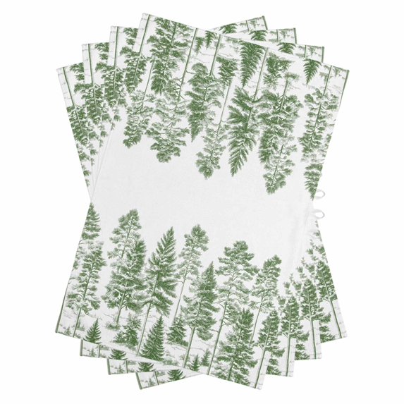 Green Pine Tree Kitchen Towels Set of 4, Water Absorbent Dish Towel, Vintage Watercolor Botanical Decorative Hand Towels - Quick Drying Cloth for Cooking Baking, 18x28 Inch
