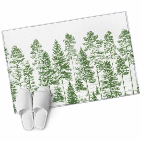 Green Pine Tree Large Area Rugs for Bedroom Living Room, Soft Non Slip Carpet Bedside Rug, Vintage Watercolor Botanical Rectangular Floor Cover Kitchen Accent Rug 2'x3' for Dining Room/Office