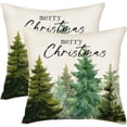 thumbnail image 1 of Green Pine Tree Pillow Covers 16x16 Inch Set of 2 Merry Christmas Decorations Watercolor Blue Green Christmas Tree Forest Pillows Decorative Throw Pillows Winter Outdoor Cushion Case for Sofa, 1 of 5
