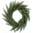 thumbnail image 1 of Green Pine Wreath, Natural Rattan Base, 14-Inch, Christmas Front Door Decoration, 1 of 6