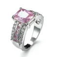 thumbnail image 1 of Green/Pink/Blue Princess Cut AAA CZ 925 Silver Women's Engagement Ring Size 6-10, 1 of 6