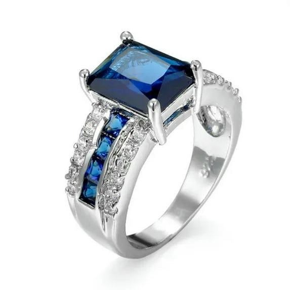 Green/Pink/Blue Princess Cut AAA CZ 925 Silver Women's Engagement Ring Size 6-10