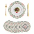 thumbnail image 1 of Green Pink Boho Floral Round 13 Inch Placemats Set of 6, Southwestern Ethnic Flowers Retro HeatResistant Non Slip Place Mats for Dining Table, Wipeable Braided Kitchen Table Mats for Housewarming, 1 of 9