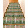 thumbnail image 1 of Green Pink Botanical Stair Treads for Wooden Steps Indoor Runner Rug Carpet, Contemporary Abstract Art 10 Pieces Peel and Stick Staircase Step Treads Covers Washable Throw Door Mats, 30"x8", 1 of 6
