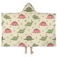 thumbnail image 1 of Green and Pink Dinosaur Pattern Hooded Bath Towel，50"x30" for Ages 3 To 12 Kids, Quick Dry Lightweight Soft Microfiber Hood Beach Towel Cover Up for Kids, 1 of 7