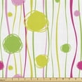 thumbnail image 1 of Ambesonne Green Pink Fabric by the Yard Upholstery, Doodle Stripes Dots, 1 Yard, Green Pink White, 1 of 4