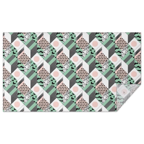 Green Pink Geometric Pattern Rectangle Tablecloth 60"x102",Waterproof Polyester Rectangle Table Cloth, Wipeable Spillproof Polyester Tablecloth for Dining, Camping, Indoor and Outdoor