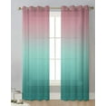 Green Pink Gradient Luxury Tulle Curtains for Living Room Sheer