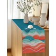 thumbnail image 1 of Green and Pink Gradient Wave Stripe Table Runner 13x72in Non-Slip Cotton Linen Table Runners, Abstract Mountain Scenery Dresser Scarves TableRunner for Dinner Kitchen Dining Wedding Party, 1 of 9