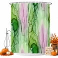 thumbnail image 1 of Green Pink Marble Shower Curtain, Waterproof Shower Curtains for Bathroom, Modern Abstract Luxury Ombre Fluid Art Washable Fabric Bathtub Curtain Set Bath Decor with 12 Hooks Standard 72"x72", 1 of 8