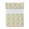 thumbnail image 1 of Green and Pink Microfiber Bedspread Set, Doodle Style Random Wavy Stripes with Big Small Spots Art Theme, Soft Bedding Set with Pillow Shams & Comforter, 3 Sizes, Green Pink White, by Ambesonne, 1 of 1