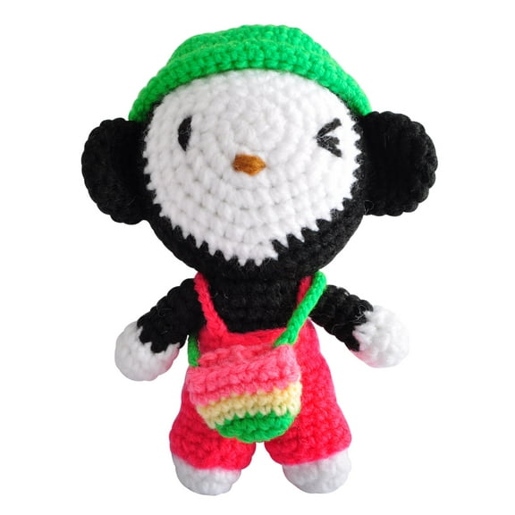 Green-Pink Monkey Handmade Amigurumi Stuffed Toy Knit Crochet Doll VAC