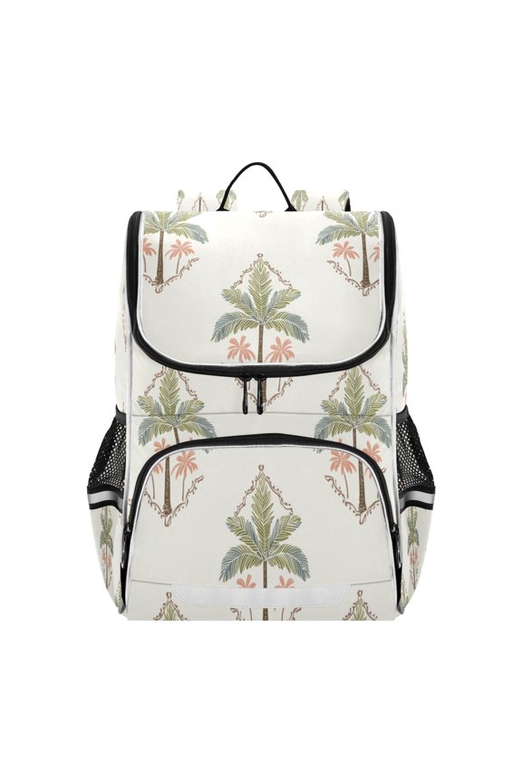 Green Pink Palm Trees with Frame Backpack Purse Daypack Book Bag Fashion Accessories Unisex 15L for Commute Travel School
